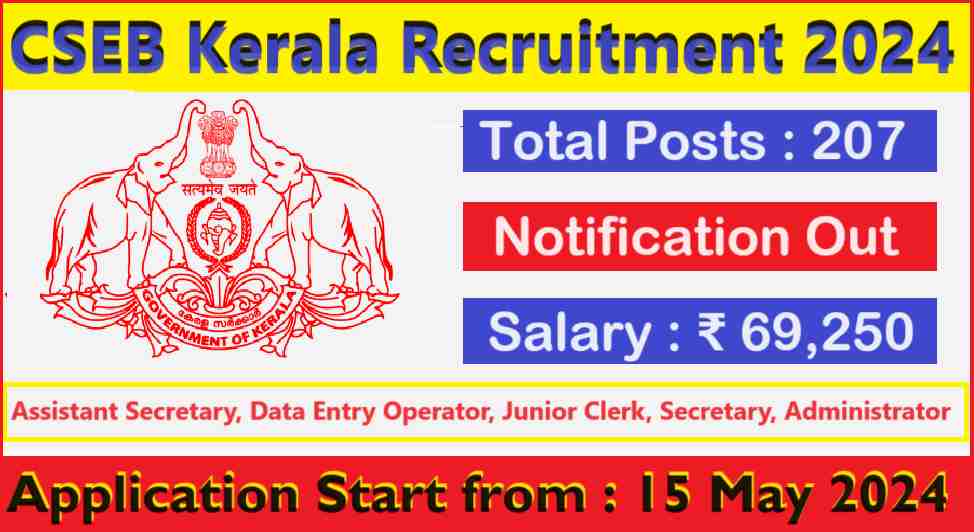 CSEB Kerala Junior Clerk Recruitment 2024 Syllabus, Apply Now
